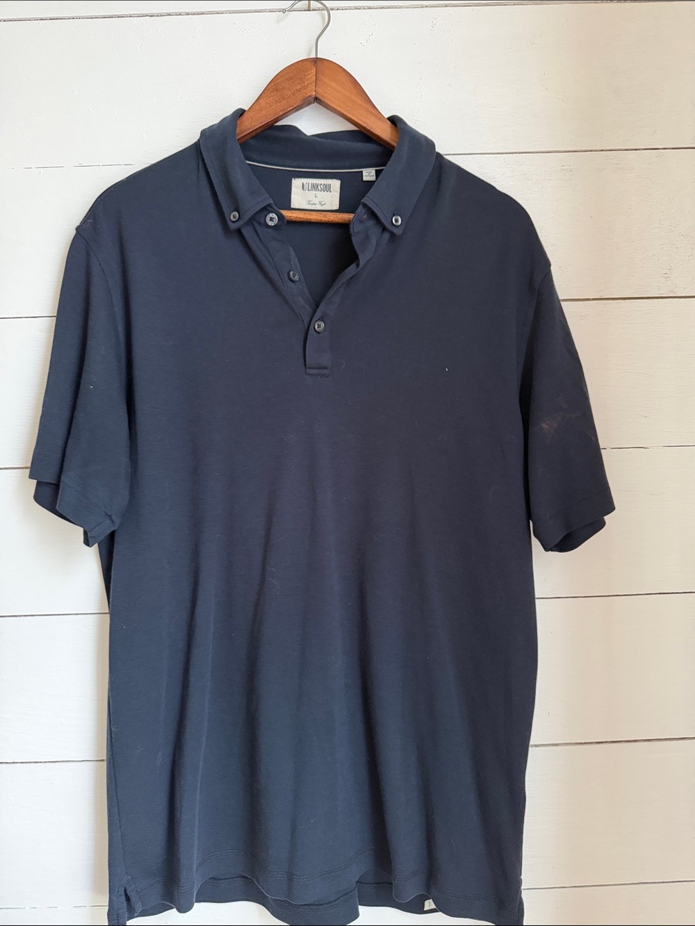 Linksoul Men's Navy Button-Down Polo